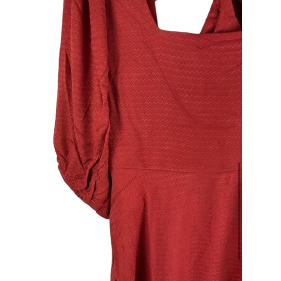 Band of the Free NWT Josette Dress Aurora Red Textured Mini Dress Sz Medium Puff - Picture 12 of 16
